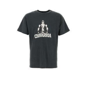 Willy Chavarria Men Slate Cotton Leather Daddy T-Shirt